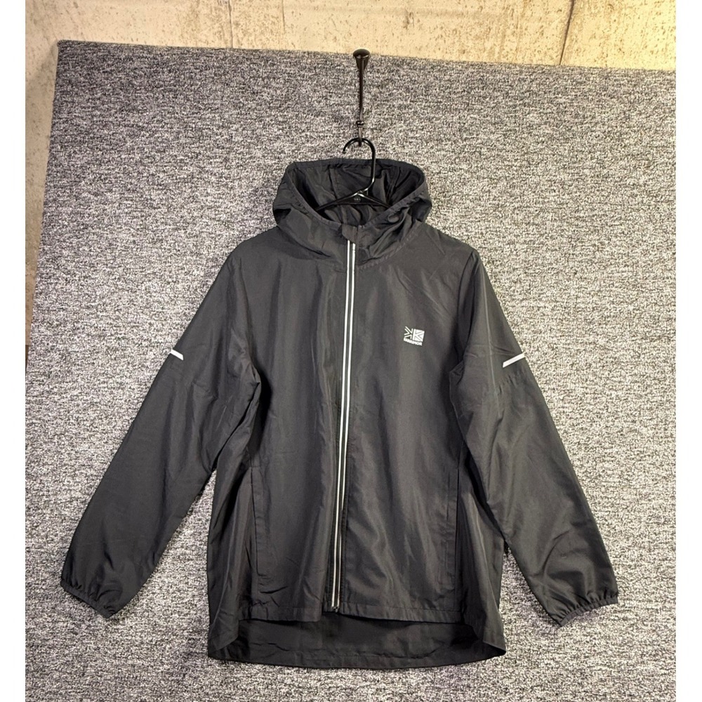 Karrimor Run Mens Black Hooded Windbreaker Jacket Reflective Size US 10 UK 14 XL